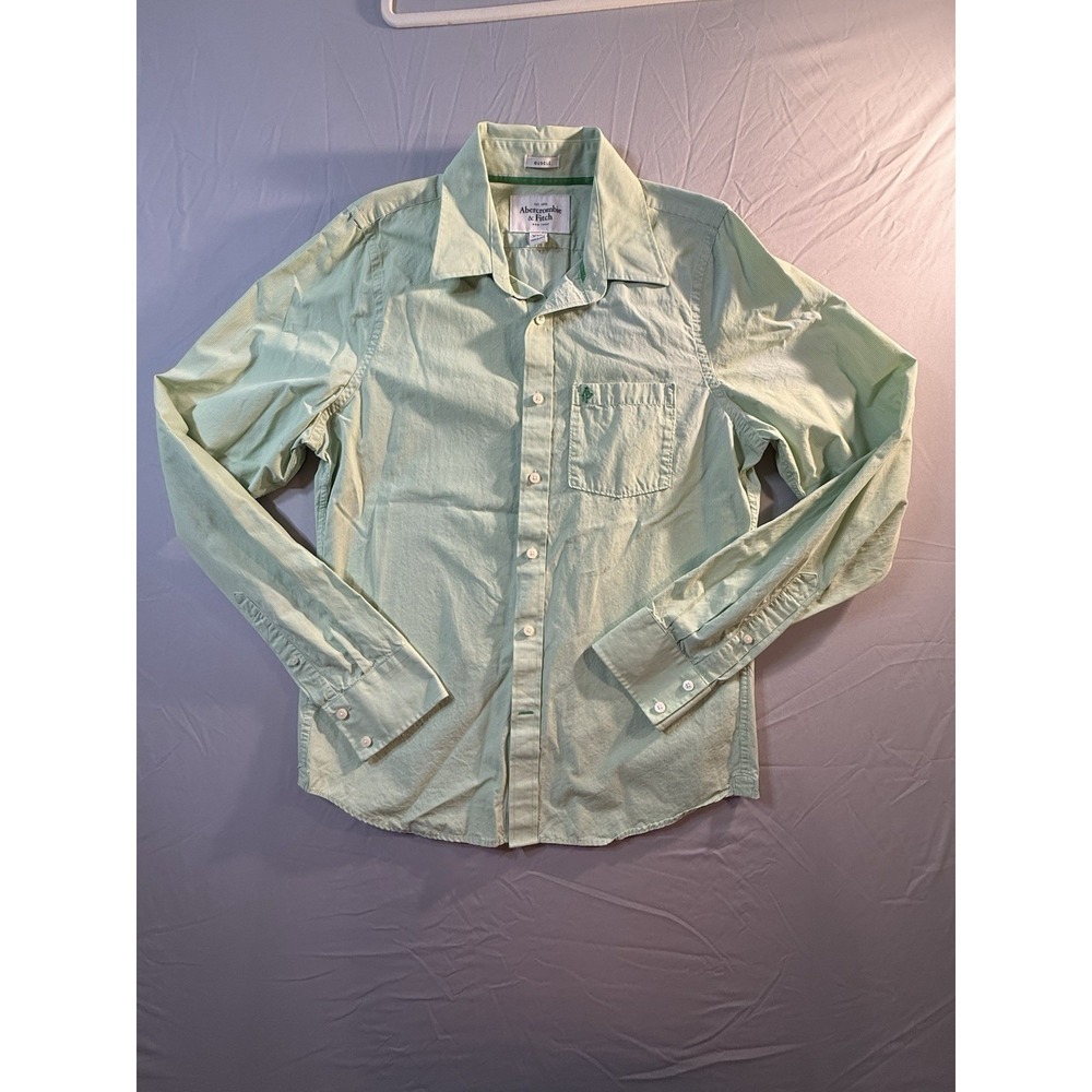 Men's Abercrombie & Fitch Shirt Long Sleeve Mint Green Size XXL Muscle